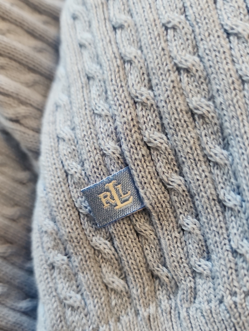 Ralph Lauren Light Blue V-Neck Cableknit Sweater - Picture 7 of 7